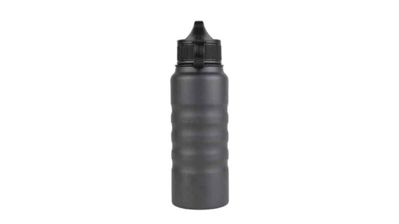 Back View Of 32 Oz Textured Charcoal Insulated Water Bottle