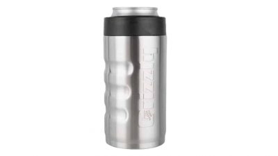 front view of brushed stainless 16 oz can cooler