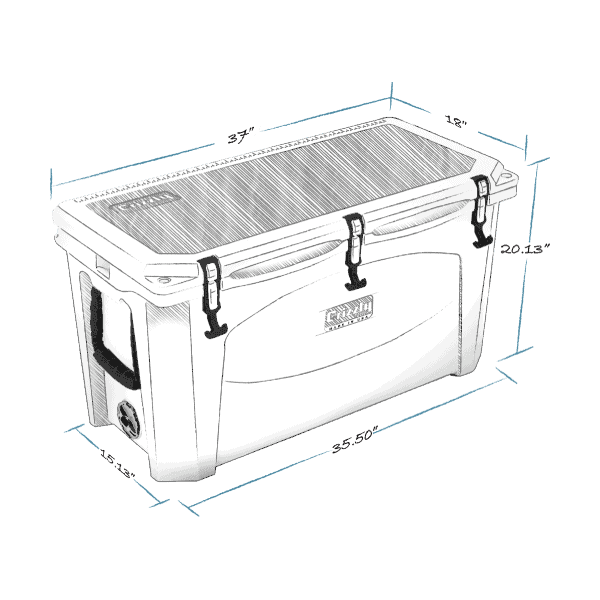 grizzly 100 hard cooler lid closed with external dimensions