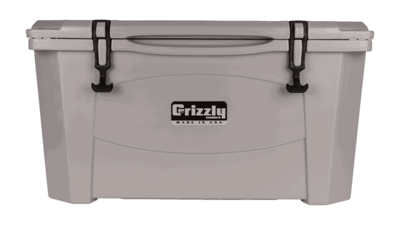 Gray Grizzly 60 Quart Cooler - Lid Closed, Front View