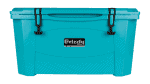 teal grizzly 60 quart cooler - lid closed, front view