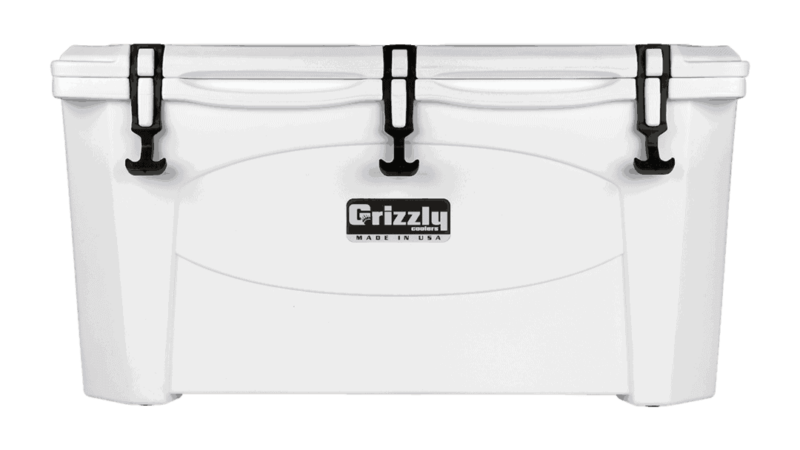 white grizzly 75 quart cooler - lid closed front view