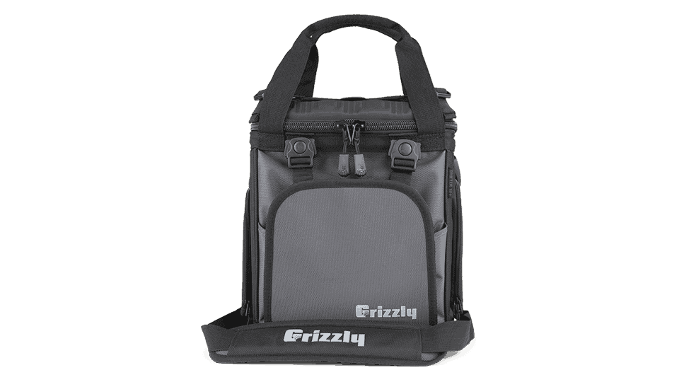 Grizzly Drifter 12 soft sided cooler bag in black/gunmetal