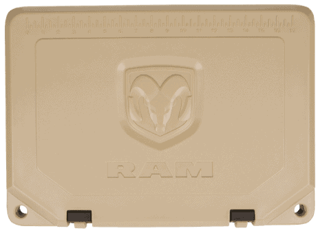 dodge ram debossed logo on rotomolded cooler lid