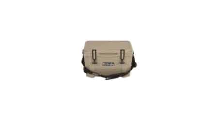 small tan ice chest with carry strap